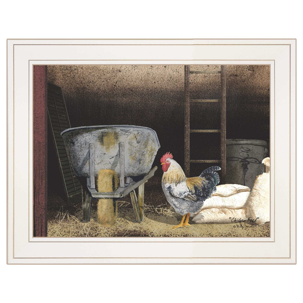 Chicken Feed 1 White Framed Print Wall Art - Homeroots - Flyclothing LLC