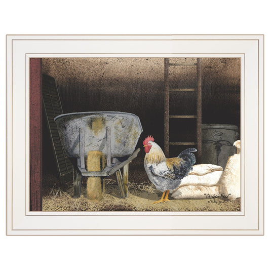 Chicken Feed 1 White Framed Print Wall Art - Homeroots