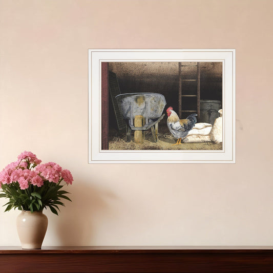 Chicken Feed 1 White Framed Print Wall Art - Homeroots