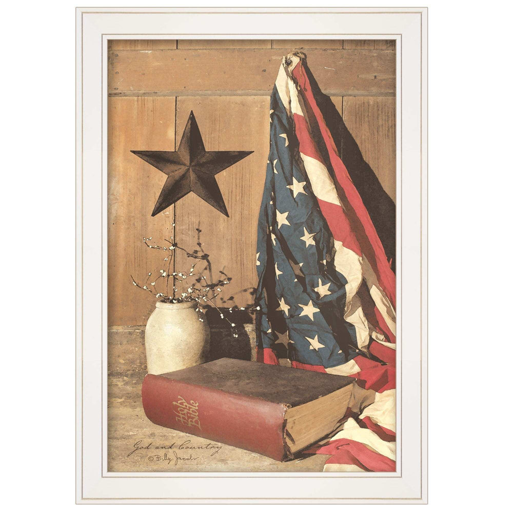 God and Country 4 White Framed Print Wall Art - Homeroots - Flyclothing LLC