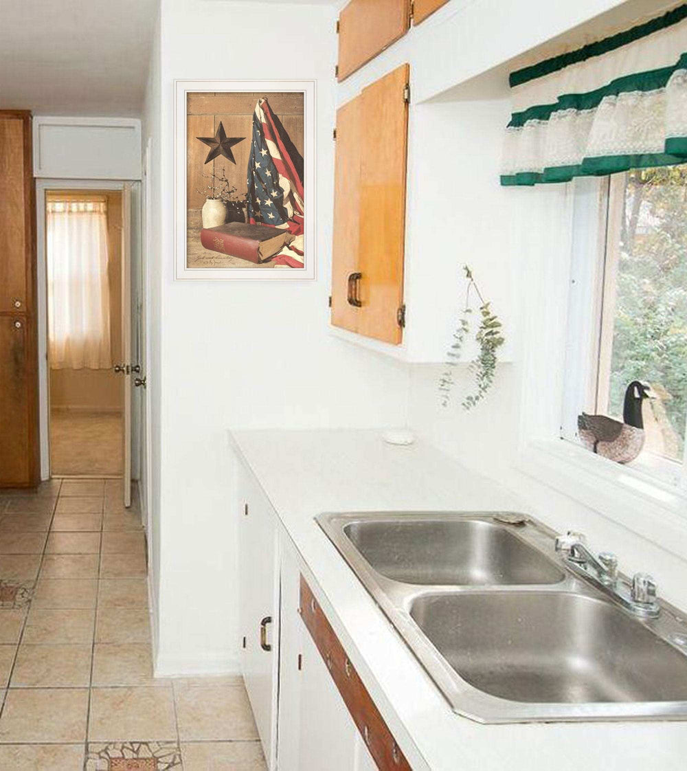 God and Country 4 White Framed Print Wall Art - Homeroots - Flyclothing LLC