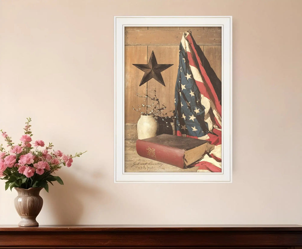 God and Country 4 White Framed Print Wall Art - Homeroots