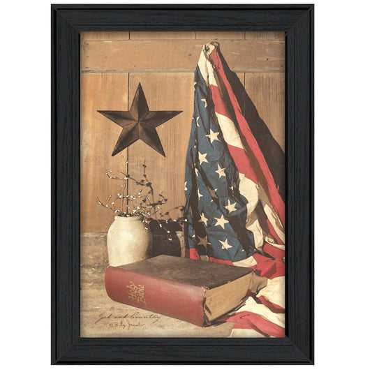 God and Country 5 Black Framed Print Wall Art - Homeroots
