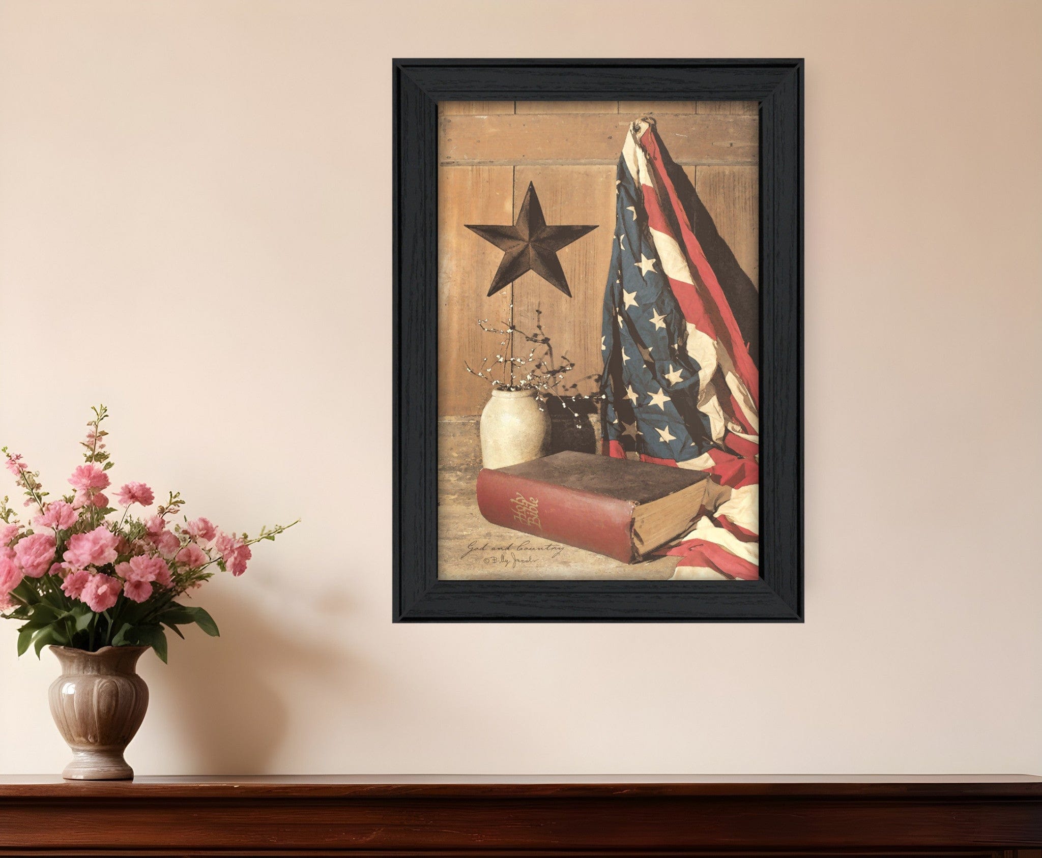 God and Country 5 Black Framed Print Wall Art - Homeroots