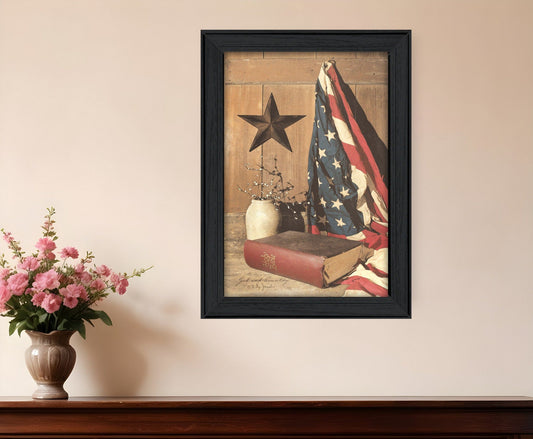 God and Country 5 Black Framed Print Wall Art - Homeroots
