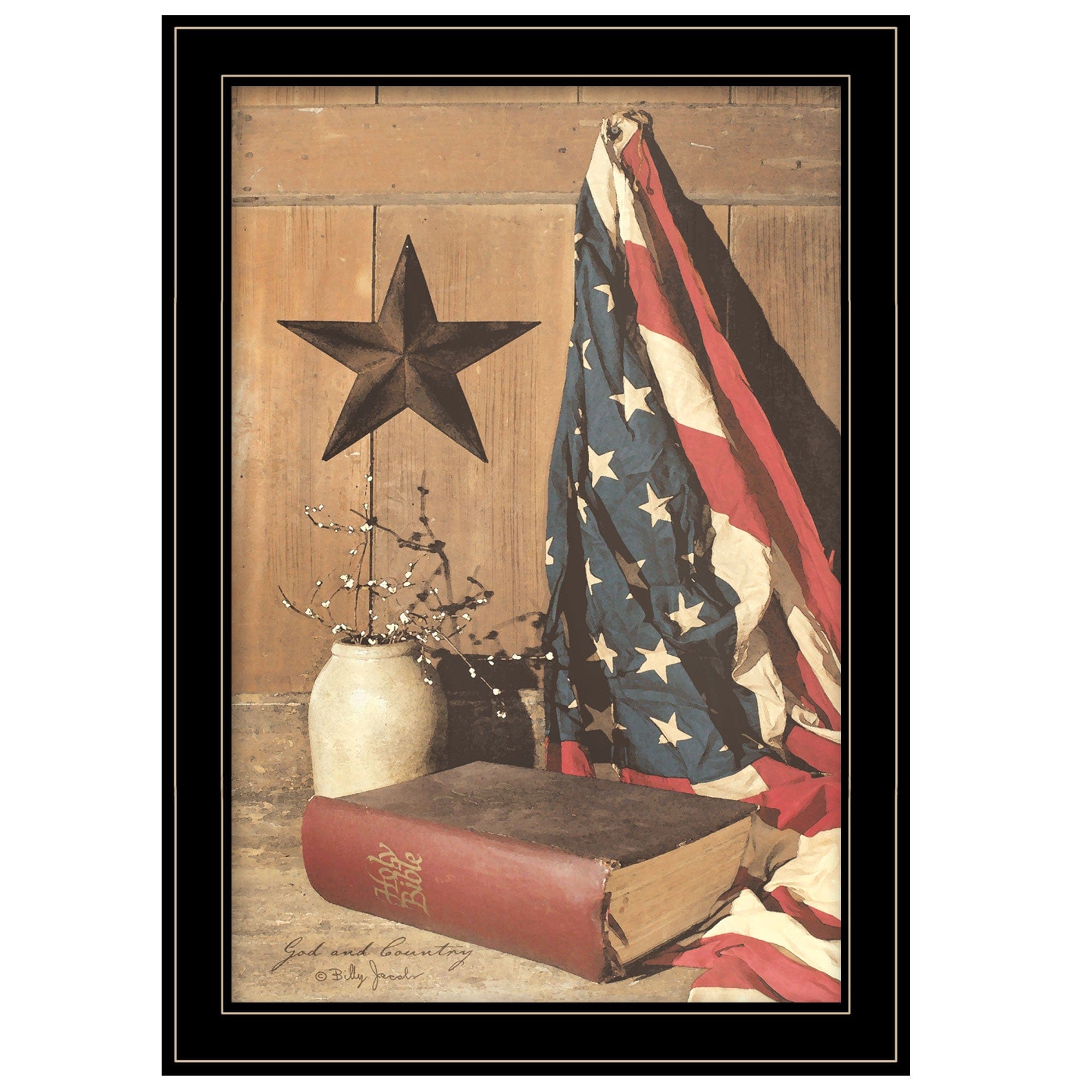 God and Country 6 Black Framed Print Wall Art - Homeroots