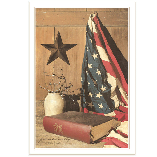 God and Country 7 White Framed Print Wall Art - Homeroots