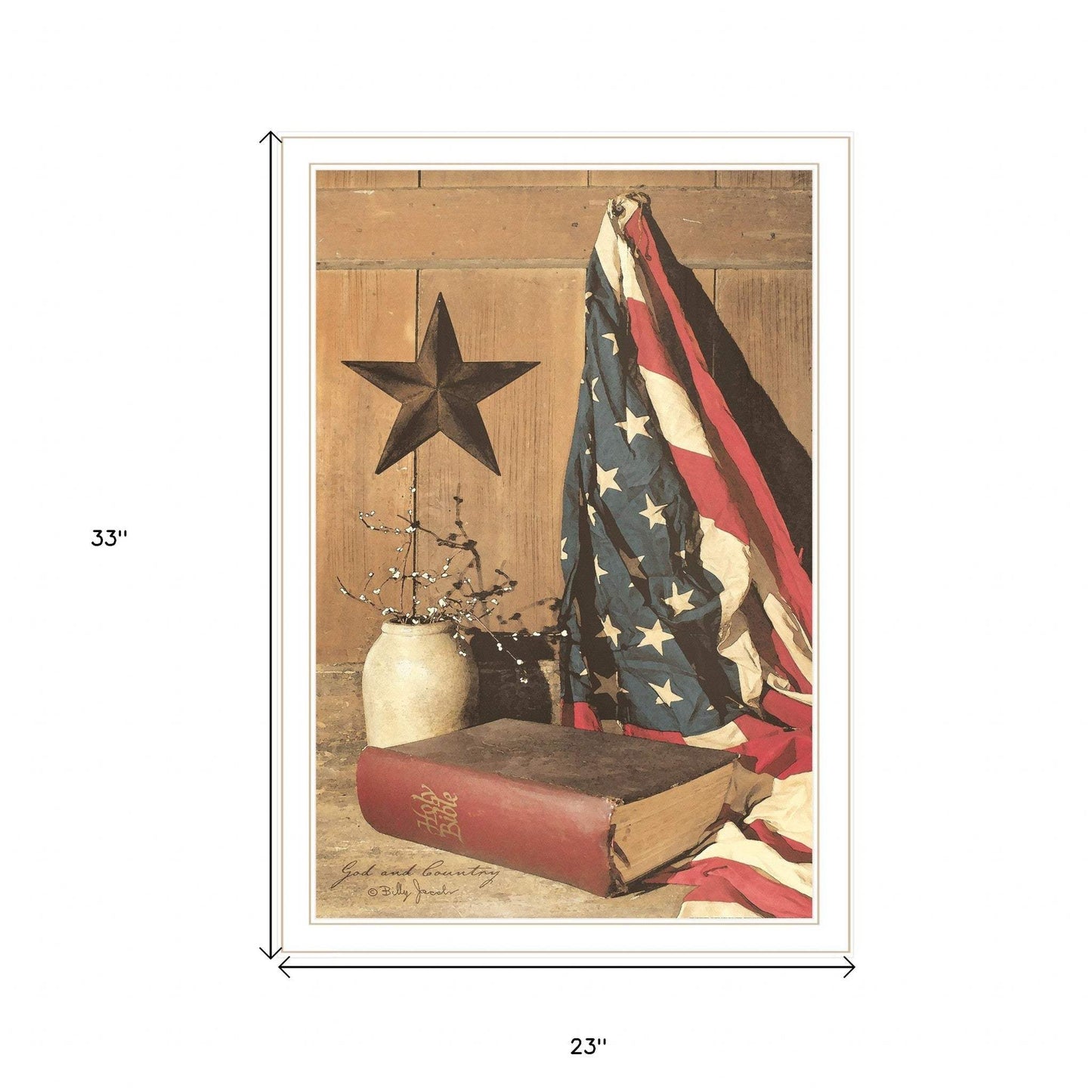 God and Country 7 White Framed Print Wall Art - Homeroots - Flyclothing LLC