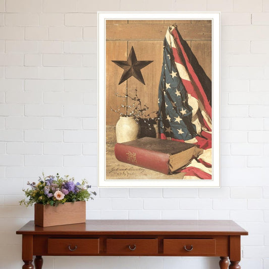 God and Country 7 White Framed Print Wall Art - Homeroots