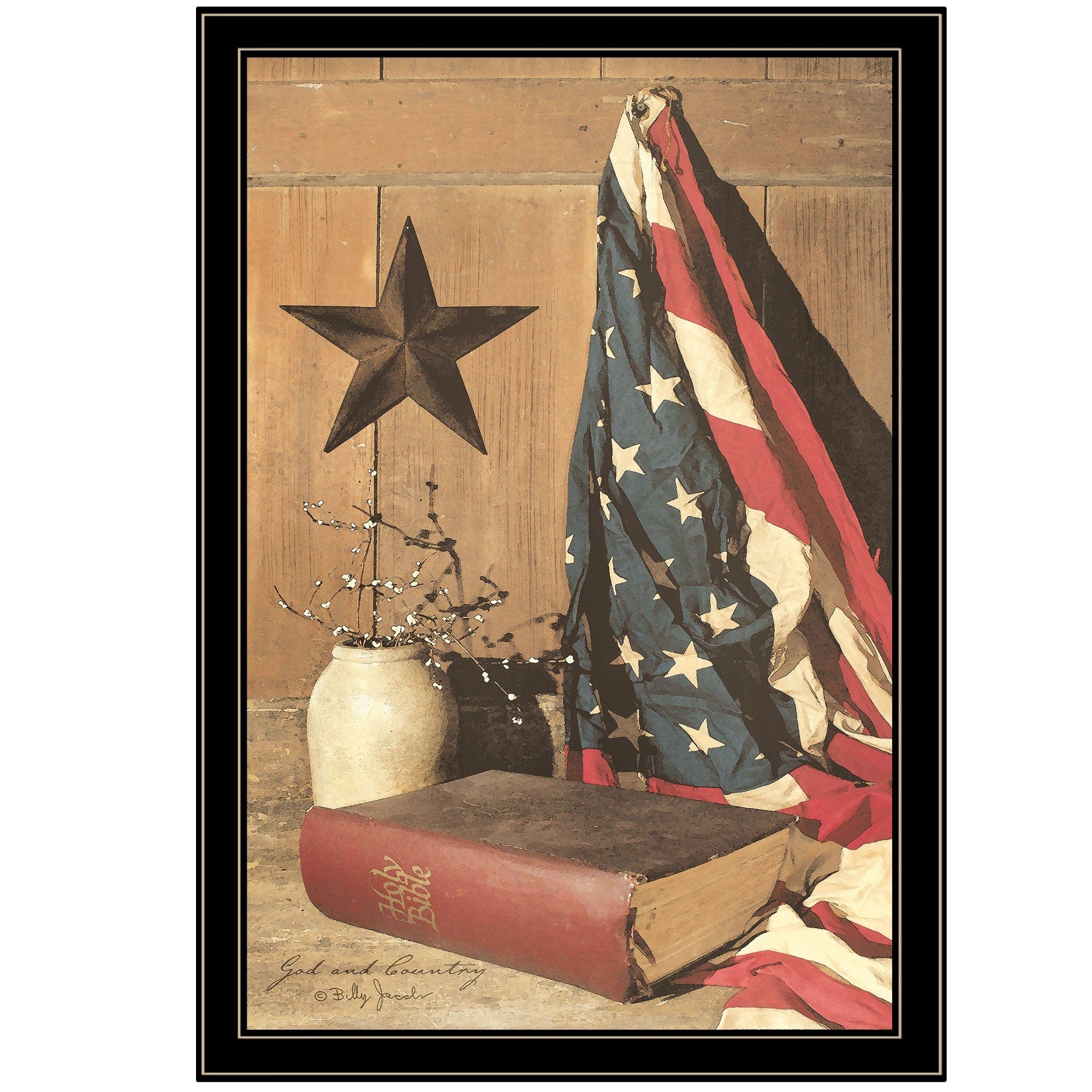 God and Country 8 Black Framed Print Wall Art - Homeroots