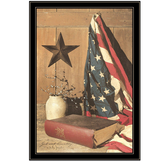 God and Country 8 Black Framed Print Wall Art - Homeroots