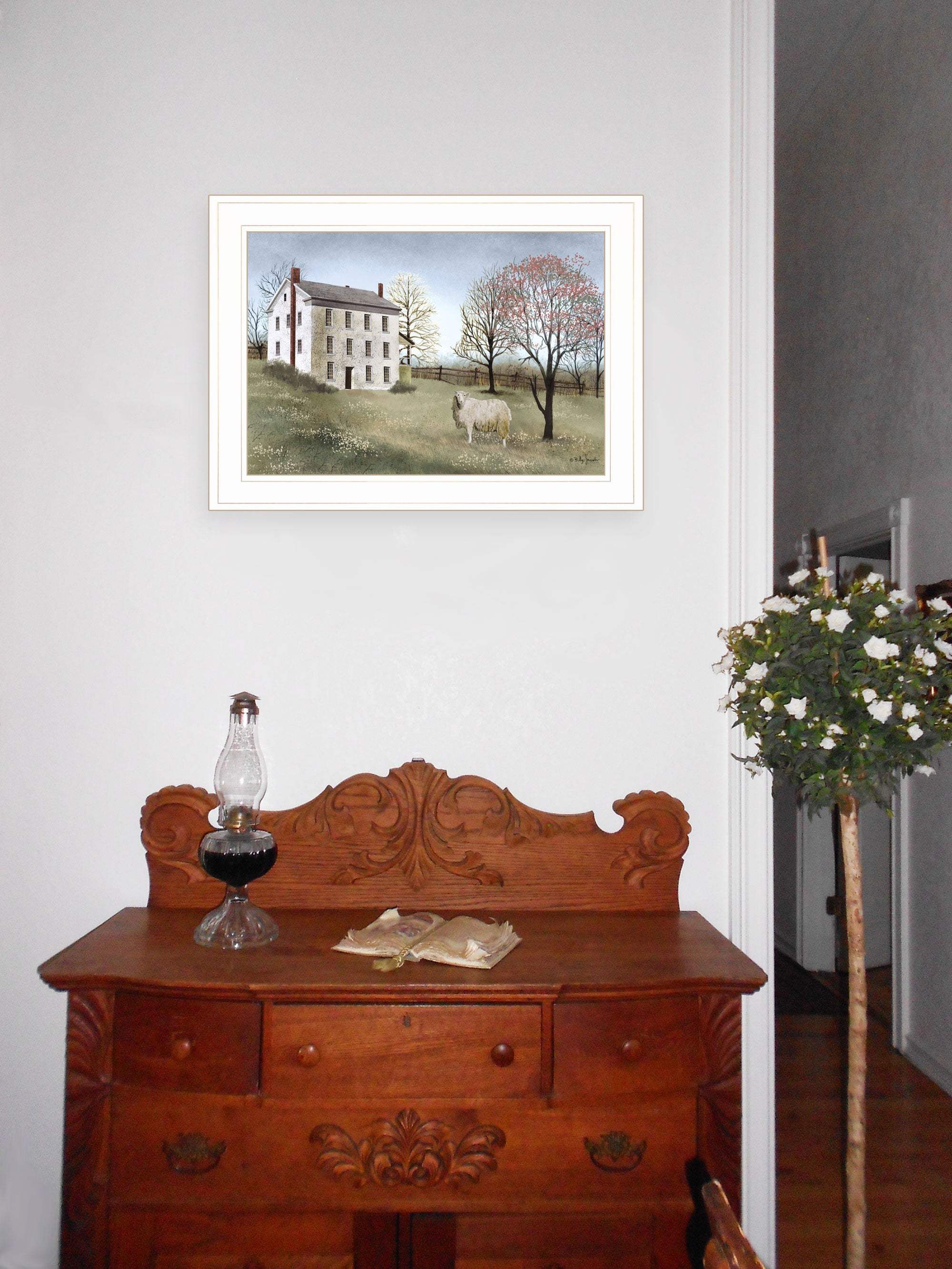 Spring at White House Farm 1 White Framed Print Wall Art - Homeroots - Flyclothing LLC