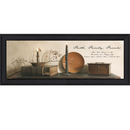 Faith Family and Friends Black Framed Print Wall Art - Homeroots