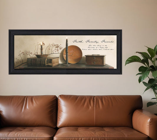 Faith Family and Friends Black Framed Print Wall Art - Homeroots