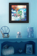Sunset Mermaid 1 Black Framed Print Wall Art - Homeroots - Flyclothing LLC