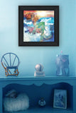 Sunset Mermaid 1 Black Framed Print Wall Art - Homeroots