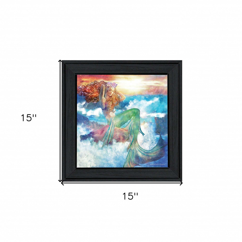 Sunset Mermaid 1 Black Framed Print Wall Art - Homeroots - Flyclothing LLC