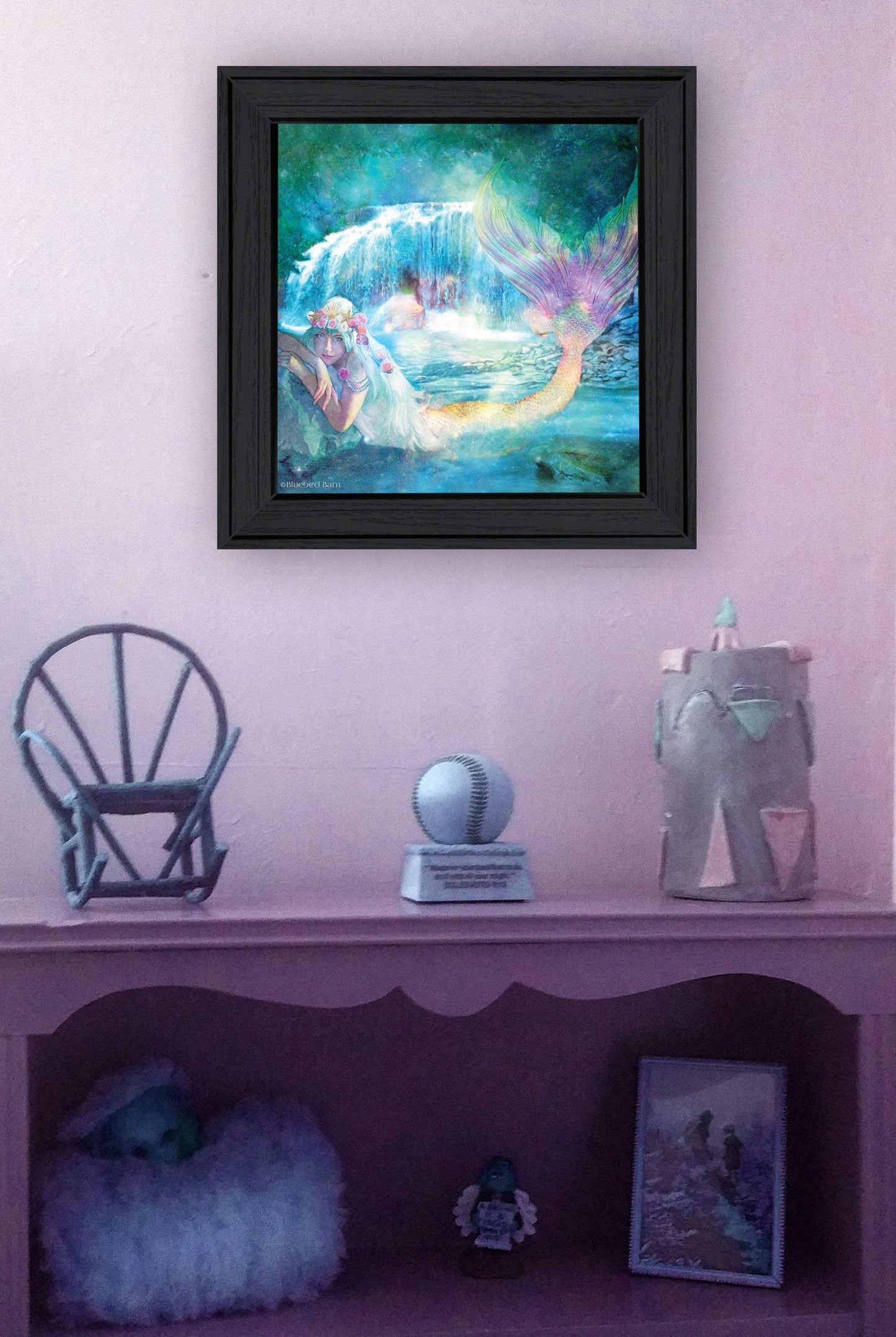 Woodland Cove Mermaid 1 Black Framed Print Wall Art - Homeroots - Flyclothing LLC