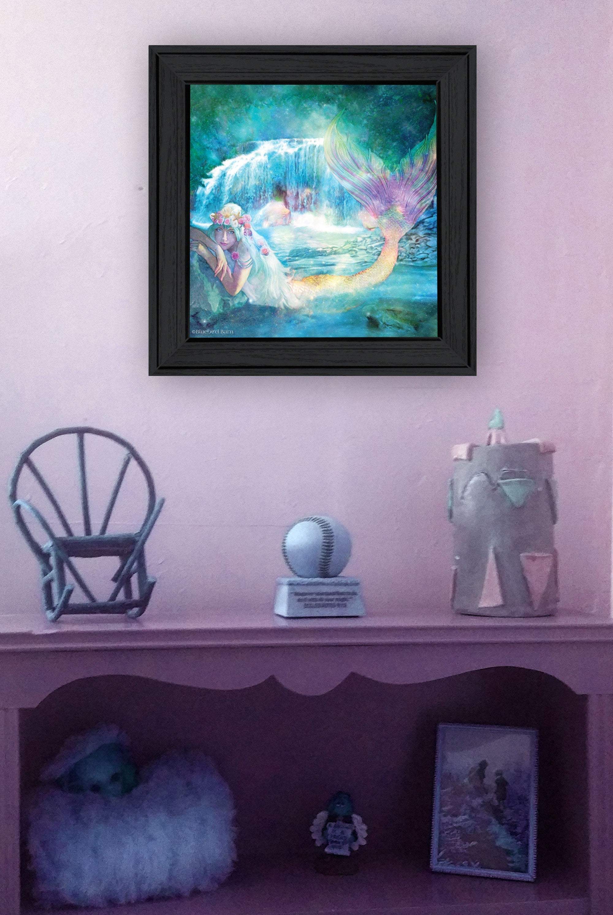 Woodland Cove Mermaid 1 Black Framed Print Wall Art - Homeroots - Flyclothing LLC