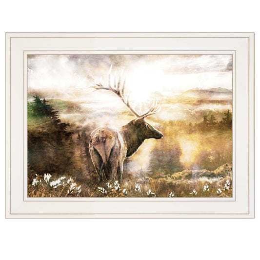 Heading Home Elk 1 White Framed Print Wall Art - Homeroots
