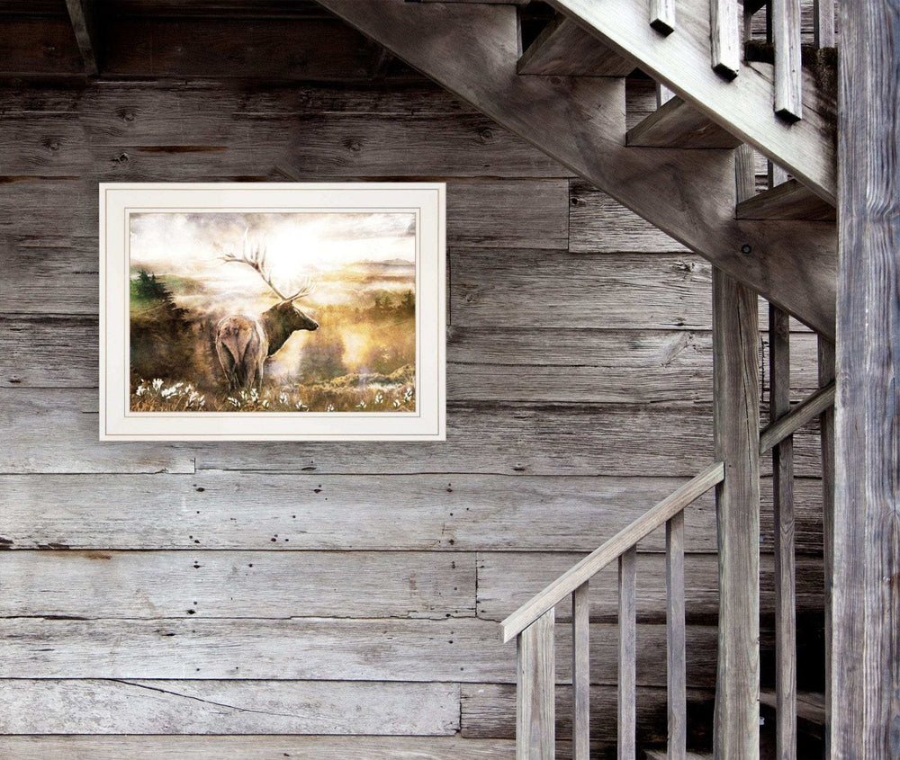 Heading Home Elk 1 White Framed Print Wall Art - Homeroots - Flyclothing LLC