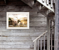 Heading Home Elk 1 White Framed Print Wall Art - Homeroots