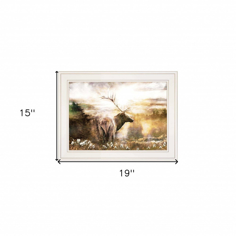 Heading Home Elk 1 White Framed Print Wall Art - Homeroots - Flyclothing LLC