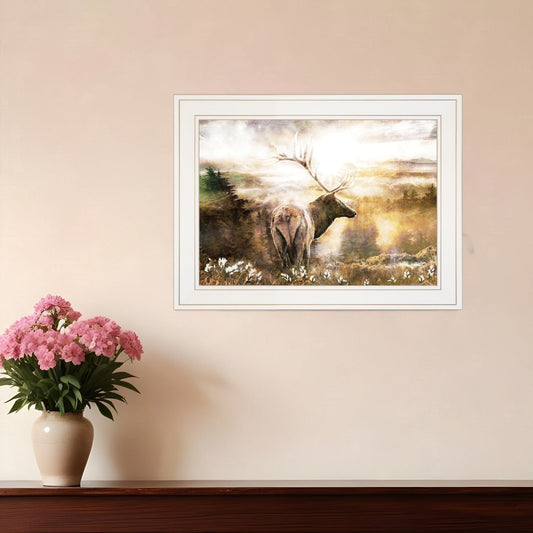 Heading Home Elk 1 White Framed Print Wall Art - Homeroots