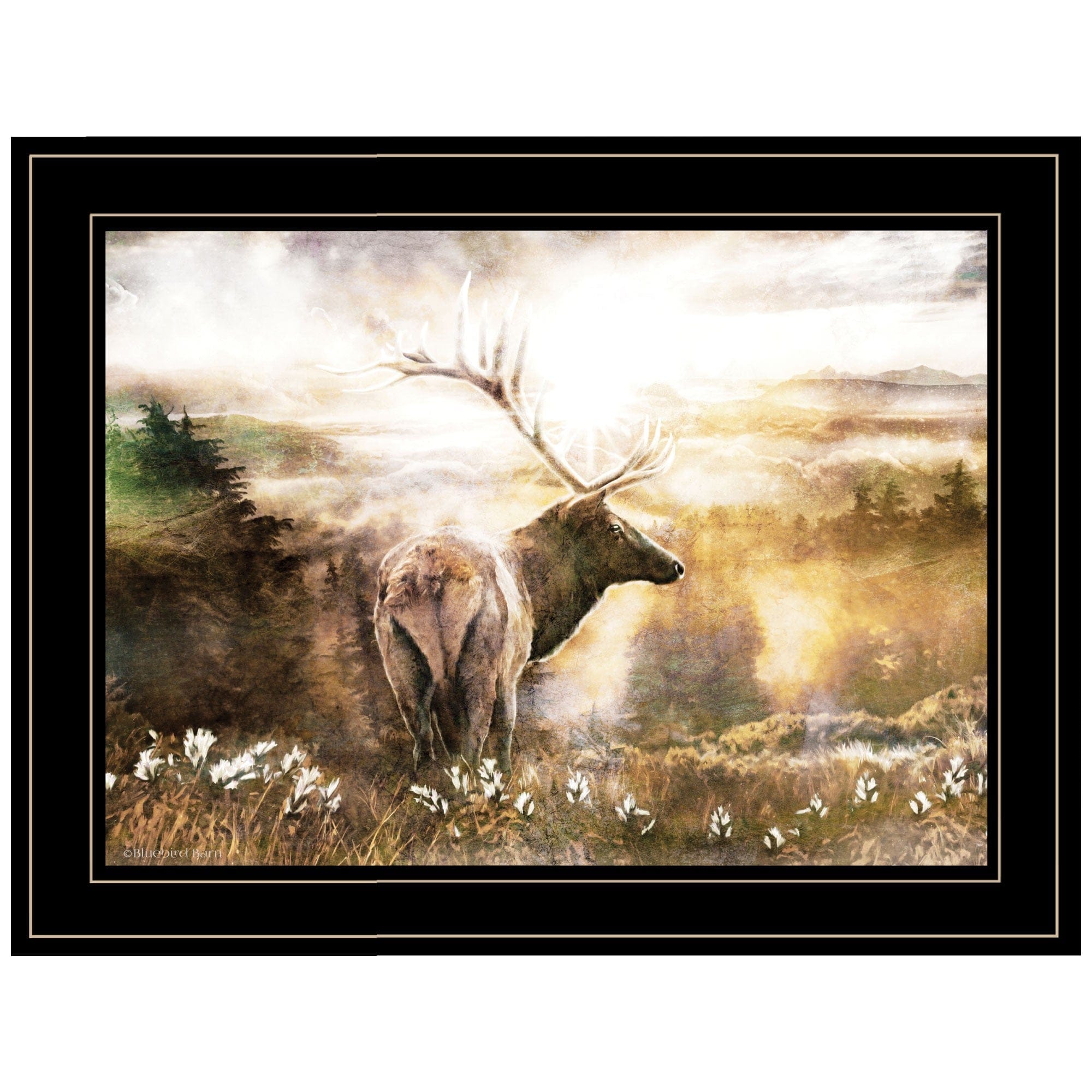 Heading Home Elk 2 Black Framed Print Wall Art - Homeroots