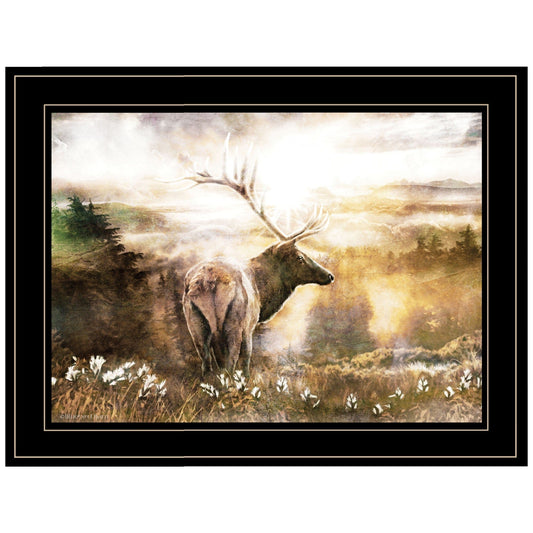 Heading Home Elk 2 Black Framed Print Wall Art - Homeroots