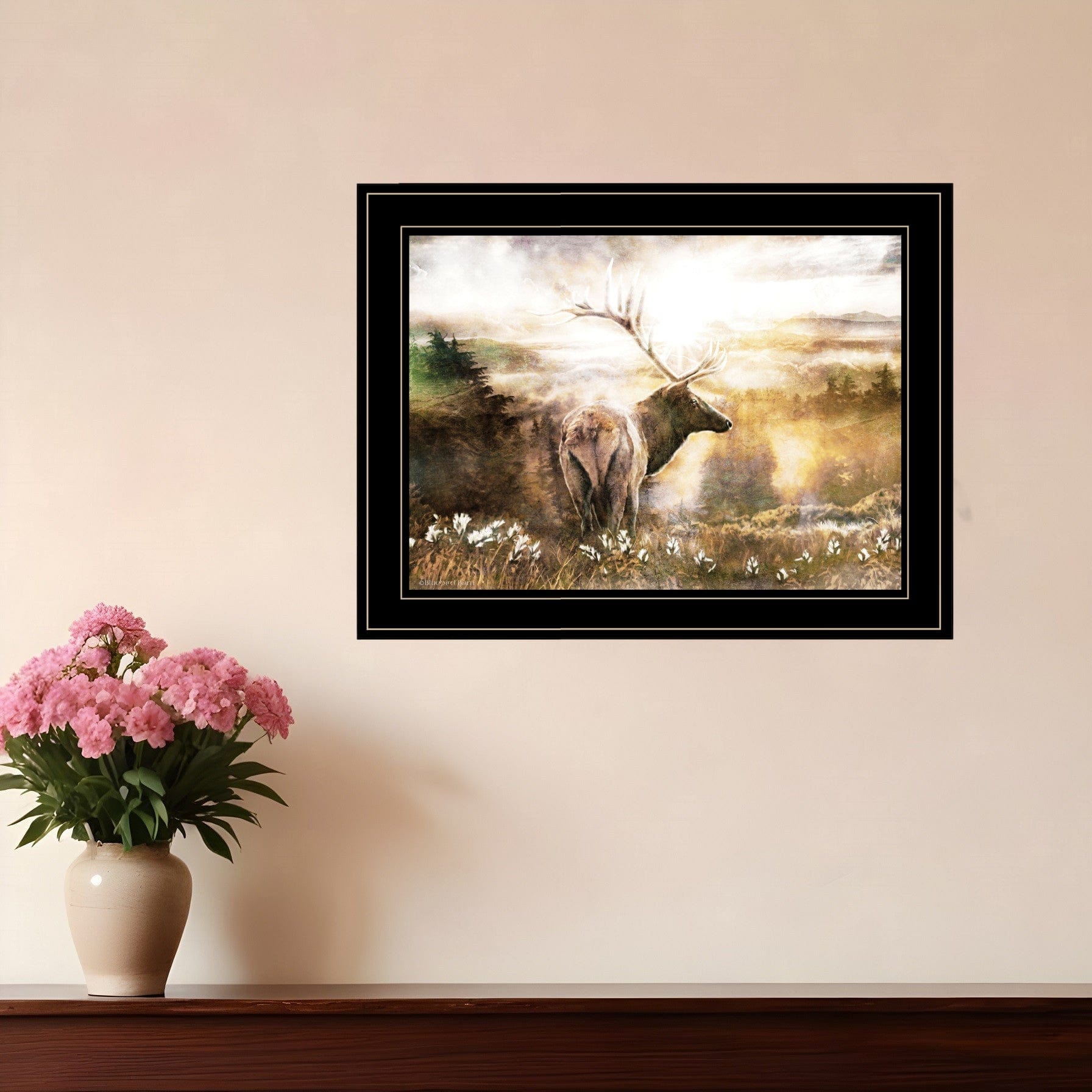 Heading Home Elk 2 Black Framed Print Wall Art - Homeroots