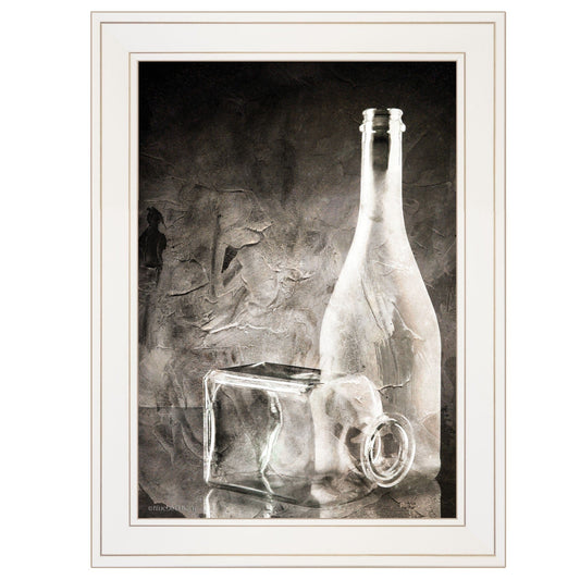 Moody Gray Glassware Still Life 1 White Framed Print Kitchen Wall Art - Homeroots