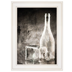 Moody Gray Glassware Still Life 1 White Framed Print Kitchen Wall Art - Homeroots