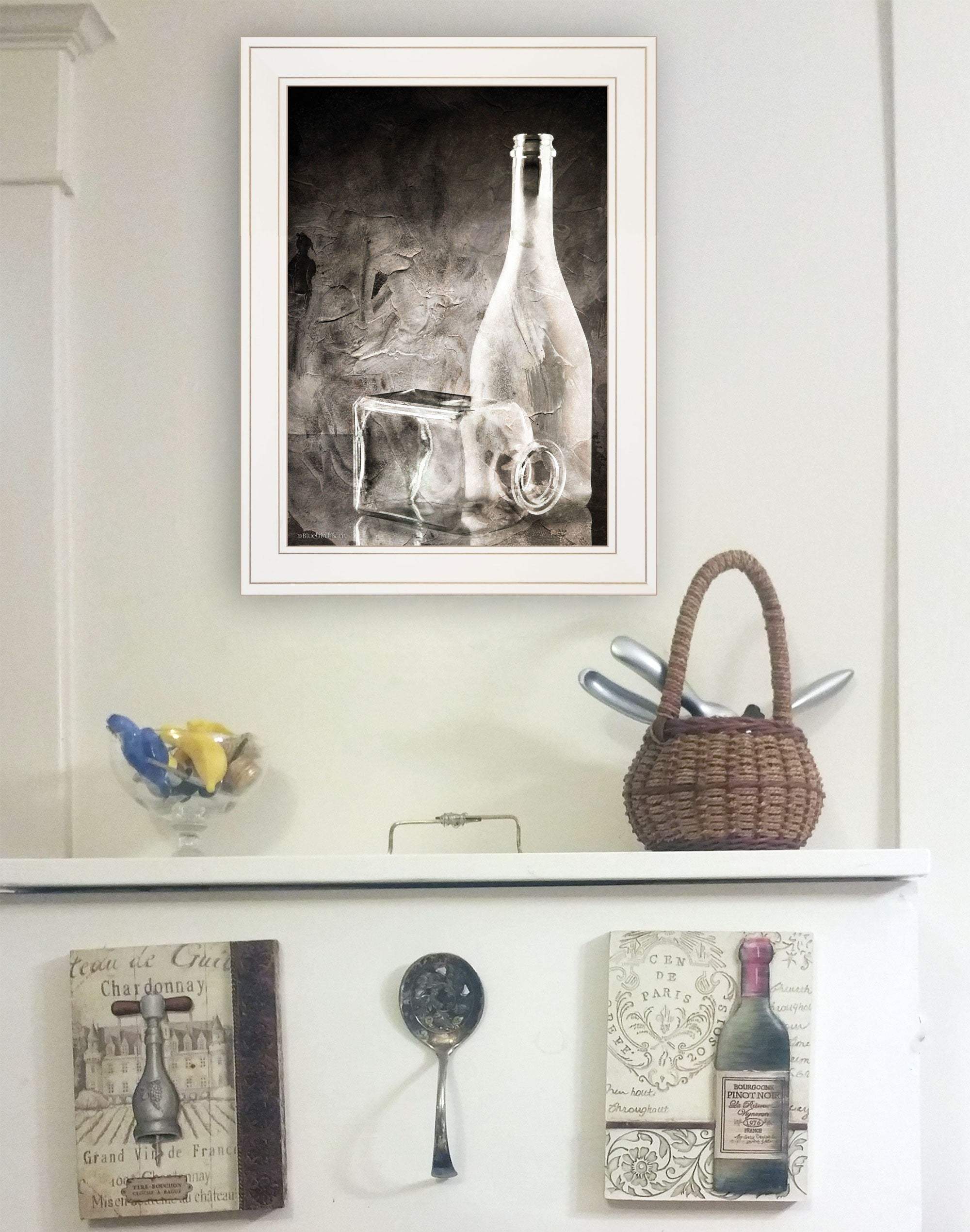 Moody Gray Glassware Still Life 1 White Framed Print Kitchen Wall Art - Homeroots - Flyclothing LLC