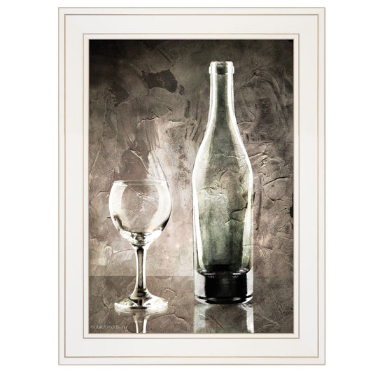 Moody Gray Wine Glass Still Life 1 White Framed Print Wall Art - Homeroots