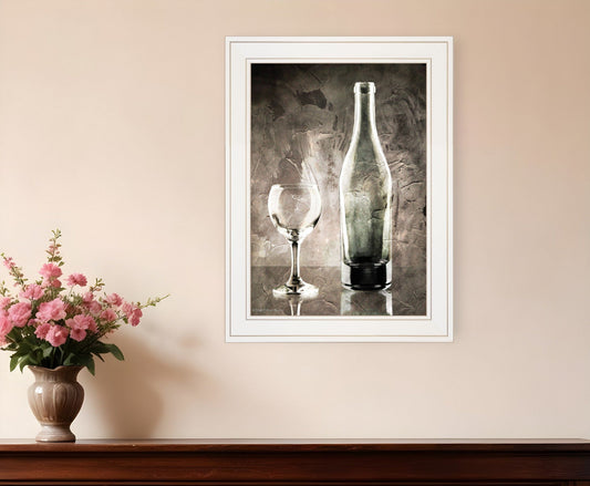 Moody Gray Wine Glass Still Life 1 White Framed Print Wall Art - Homeroots