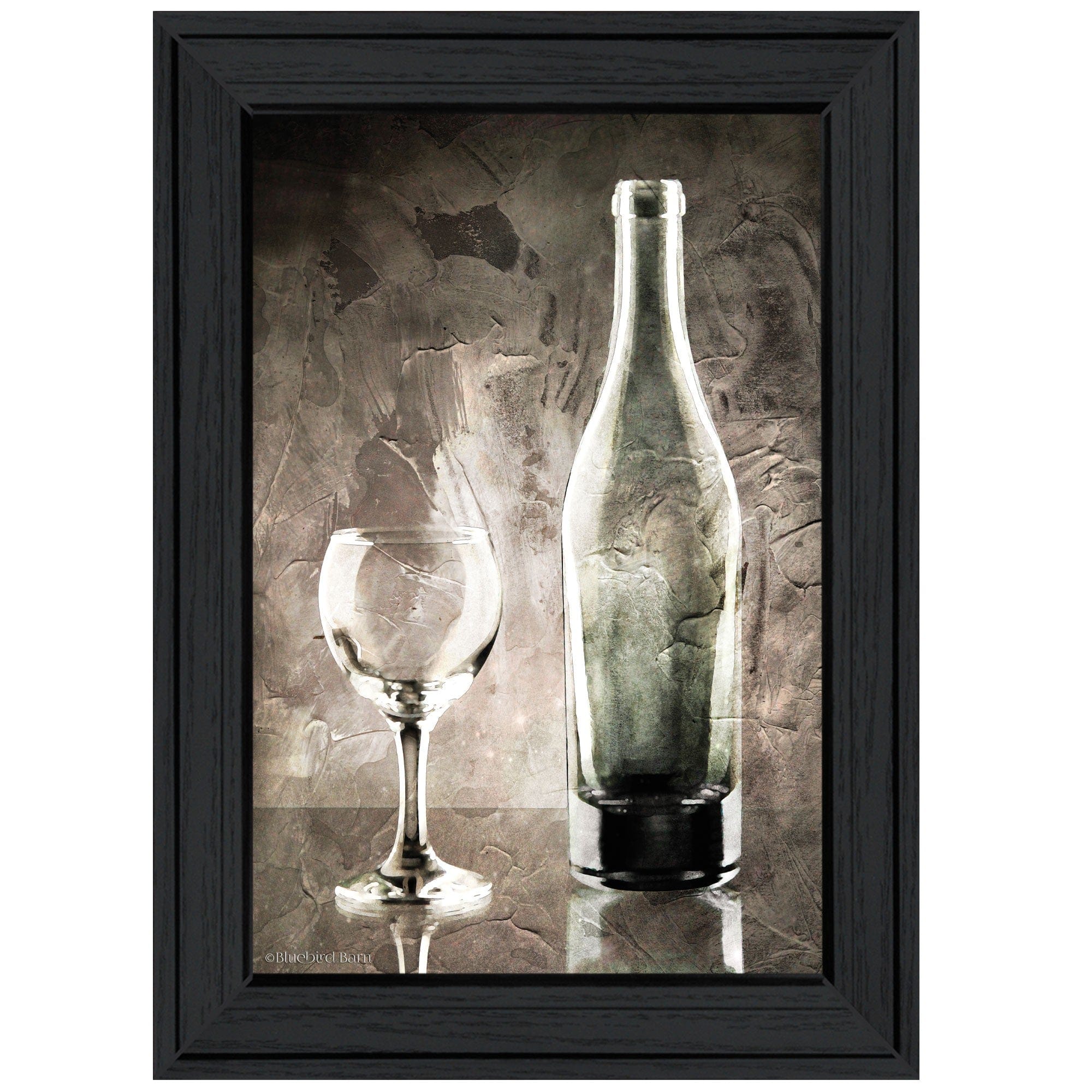 Moody Gray Wine Glass Still Life 2 Black Framed Print Wall Art - Homeroots
