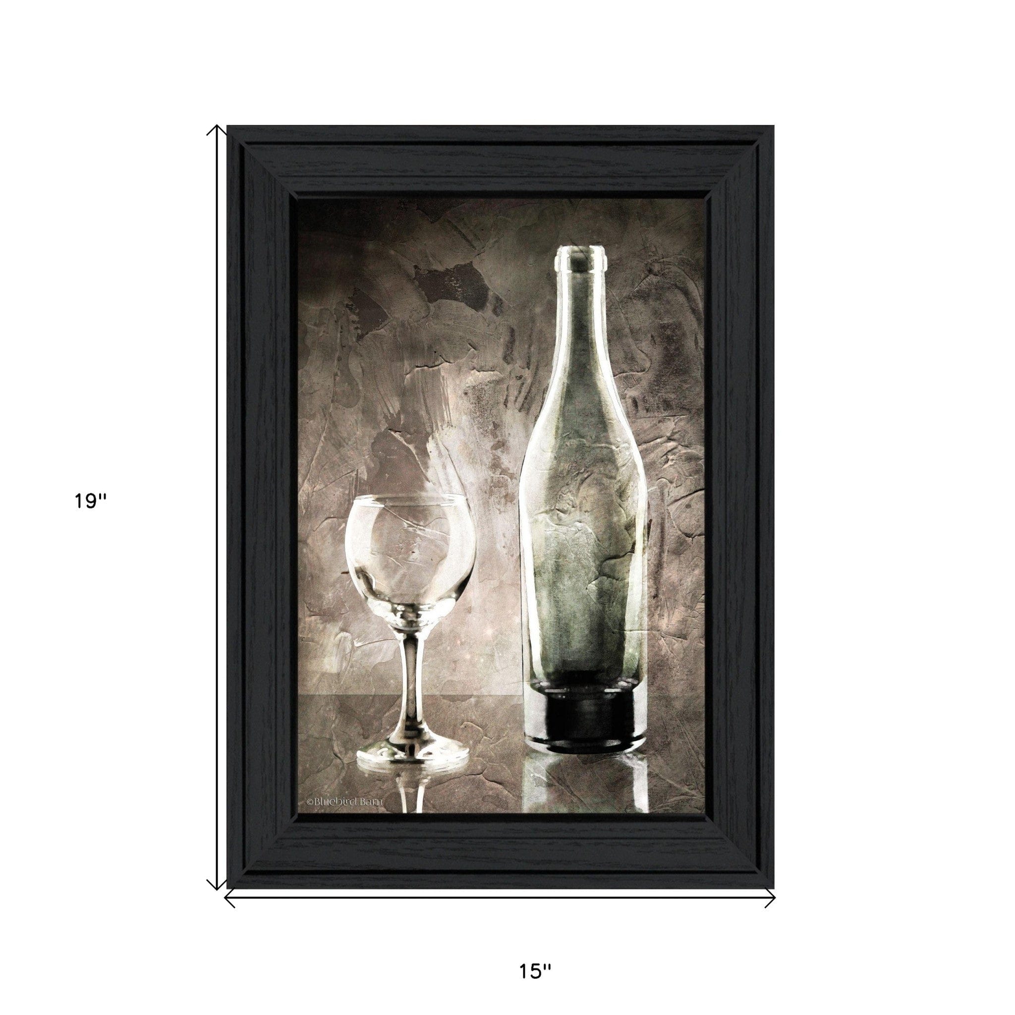 Moody Gray Wine Glass Still Life 2 Black Framed Print Wall Art - Homeroots