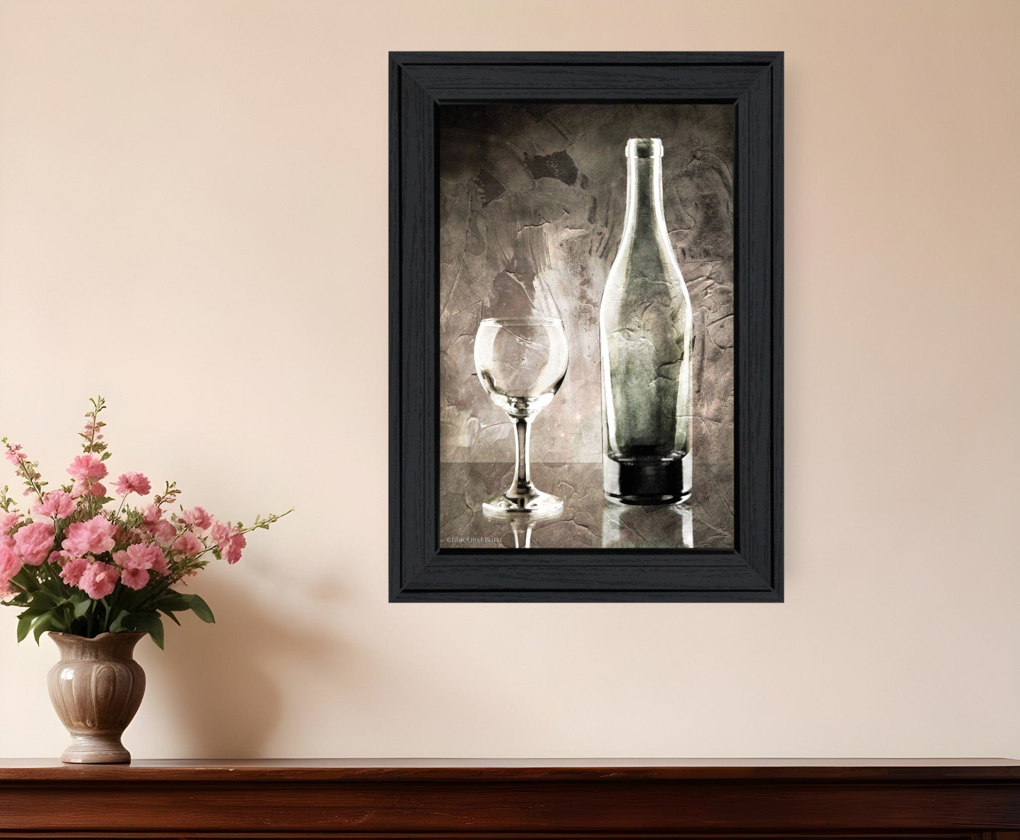 Moody Gray Wine Glass Still Life 2 Black Framed Print Wall Art - Homeroots