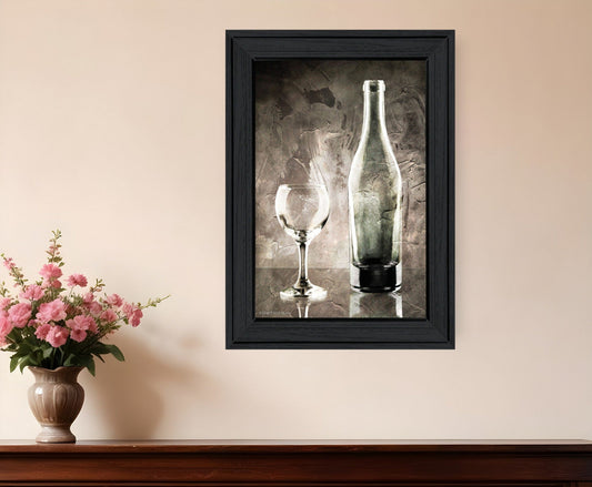 Moody Gray Wine Glass Still Life 2 Black Framed Print Wall Art - Homeroots