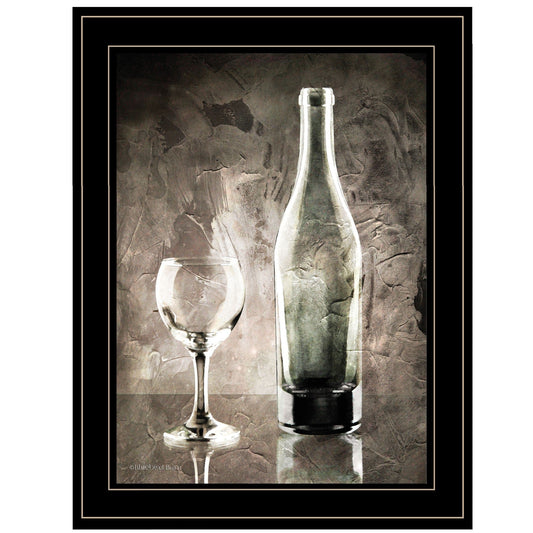 Moody Gray Wine Glass Still Life 3 Black Framed Print Wall Art - Homeroots