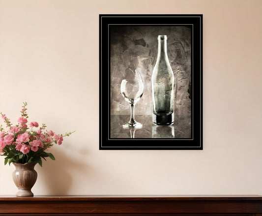 Moody Gray Wine Glass Still Life 3 Black Framed Print Wall Art - Homeroots