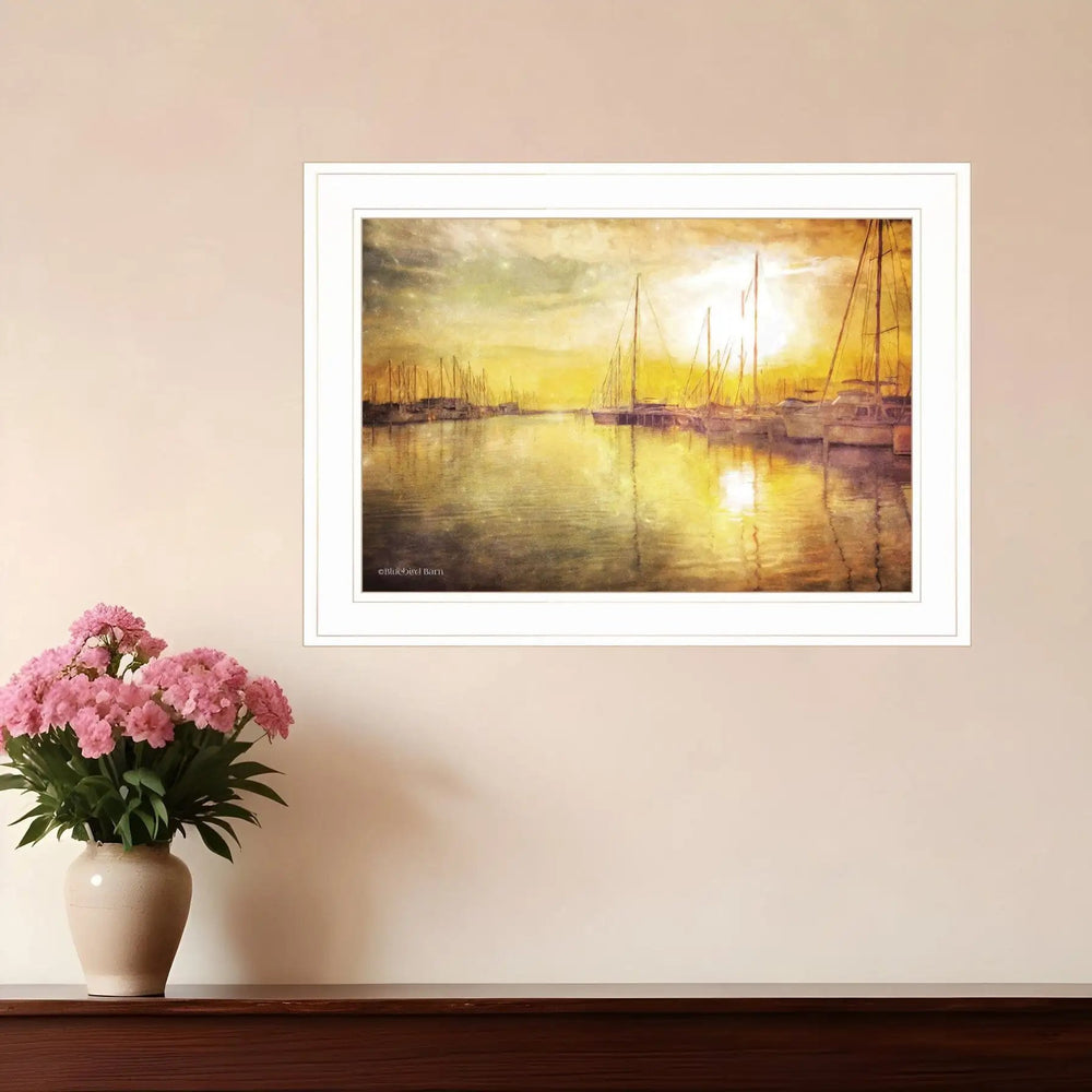 Yellow Sunset White Framed Print Wall Art - Homeroots