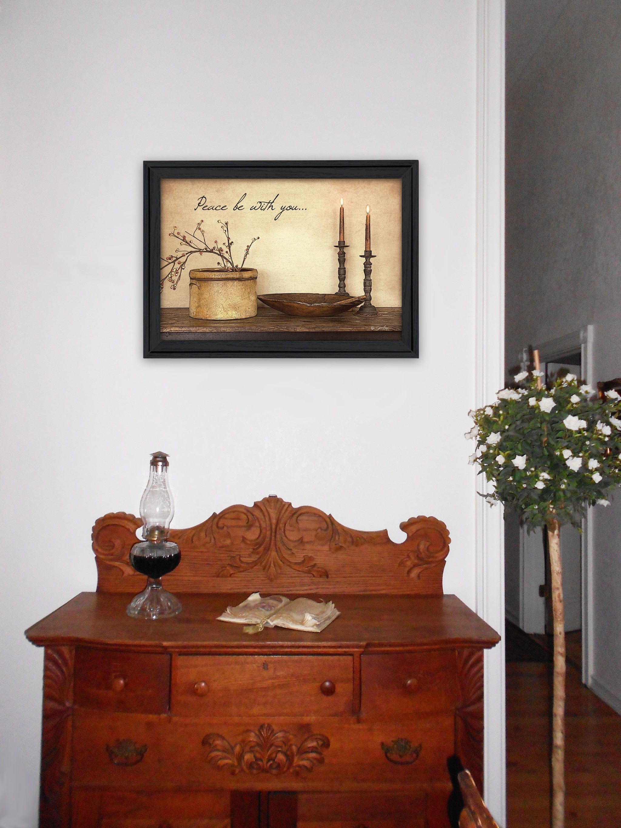 Peace Be with You 3 Black Framed Print Wall Art - Homeroots