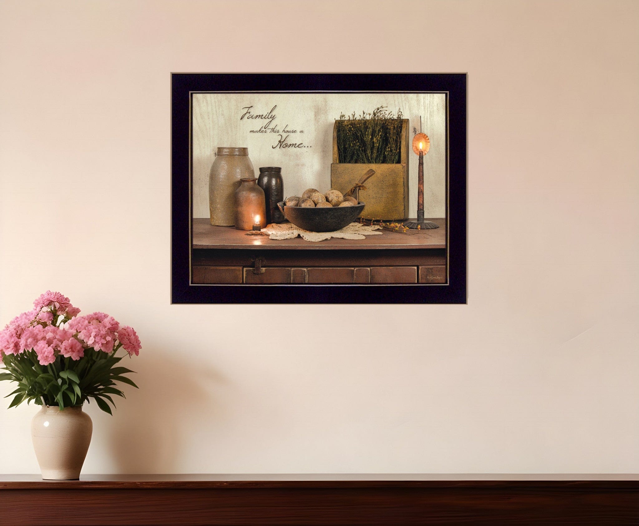 Family Makes a House a Home Black Framed Print Wall Art - Homeroots