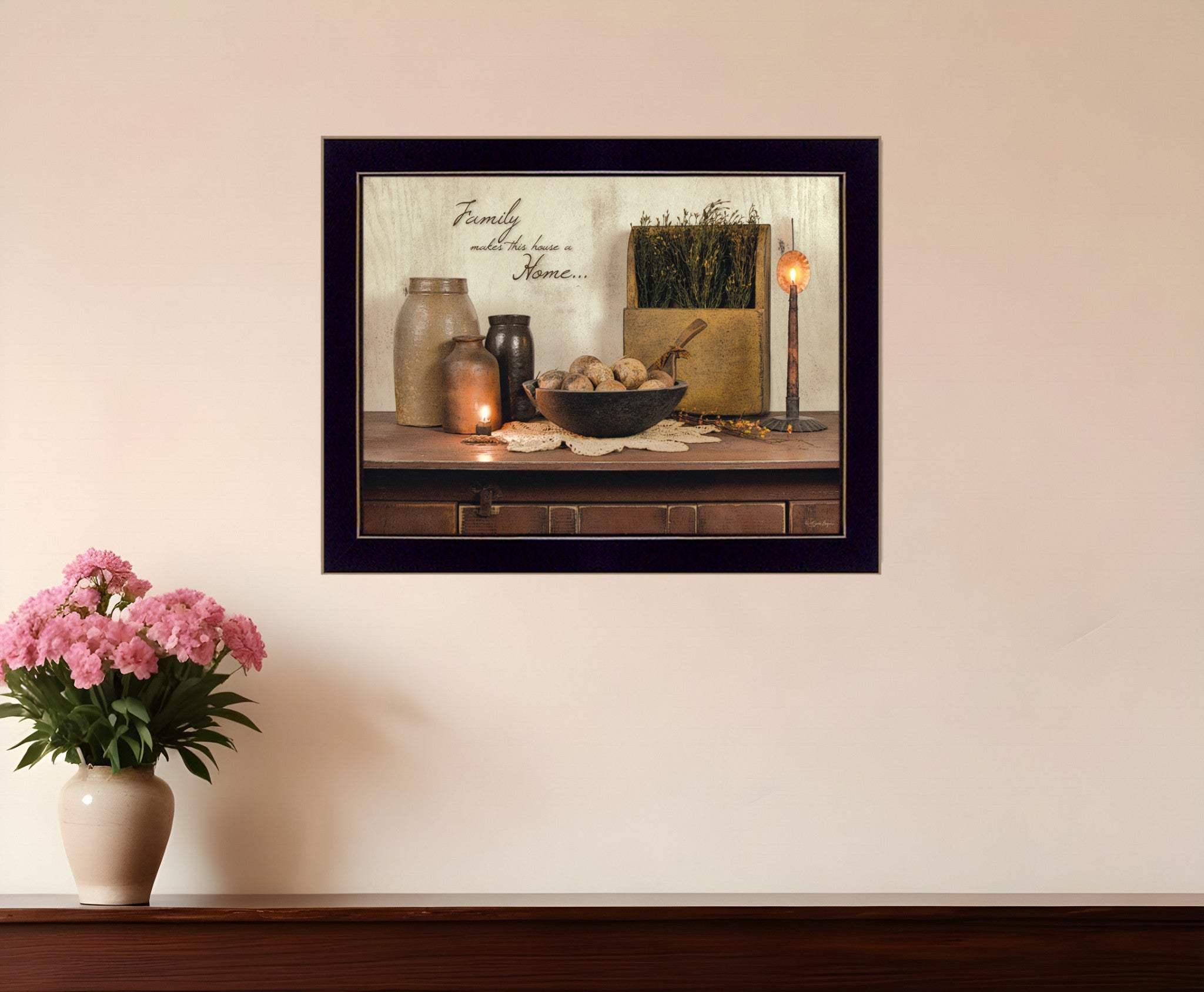 Family Makes a House a Home Black Framed Print Wall Art - Homeroots - Flyclothing LLC