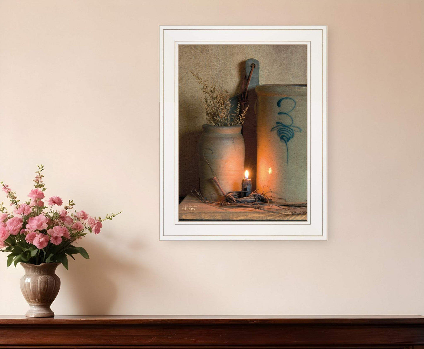 No 3 Bee Sting on a crock 1 White Framed Print Wall Art - Homeroots - Flyclothing LLC