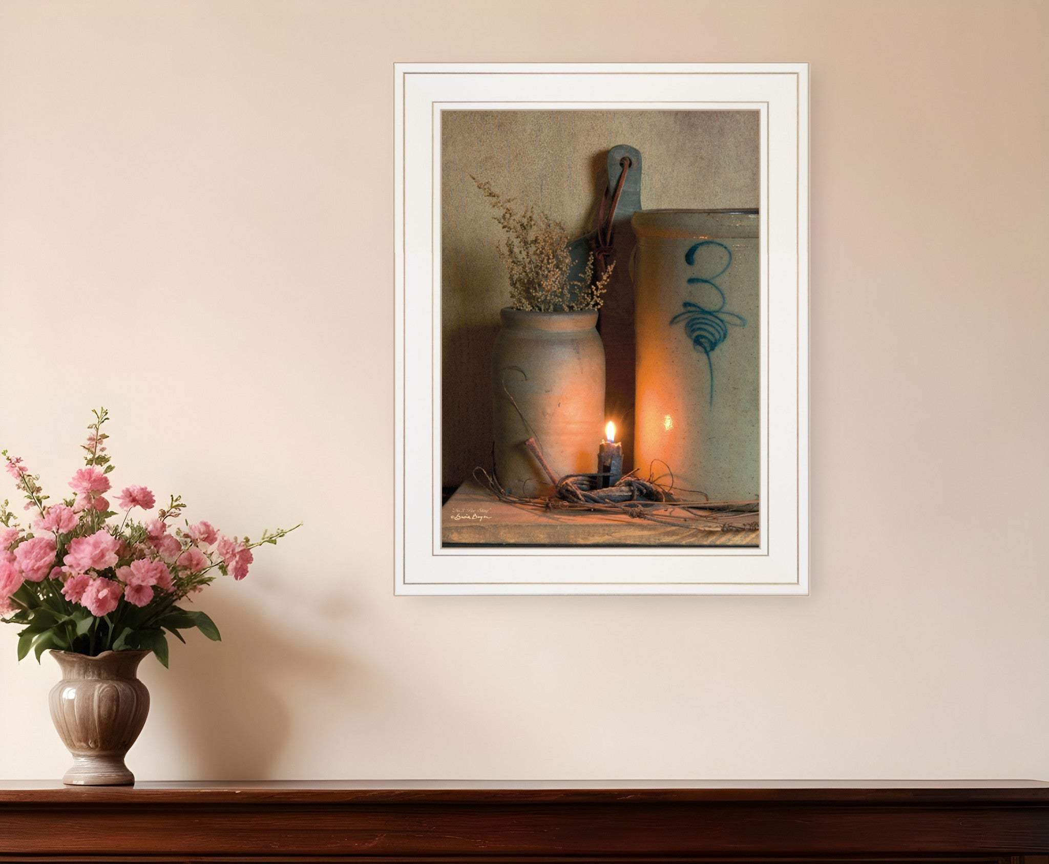 No 3 Bee Sting on a crock 1 White Framed Print Wall Art - Homeroots - Flyclothing LLC