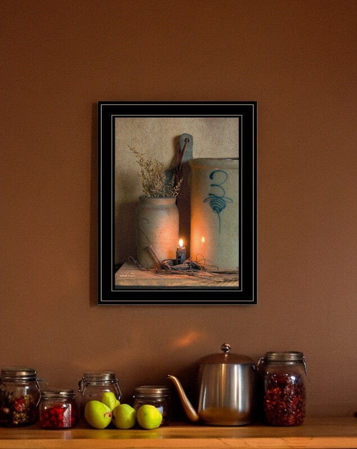 No 3 Bee Sting on a crock 2 Black Framed Print Wall Art - Homeroots
