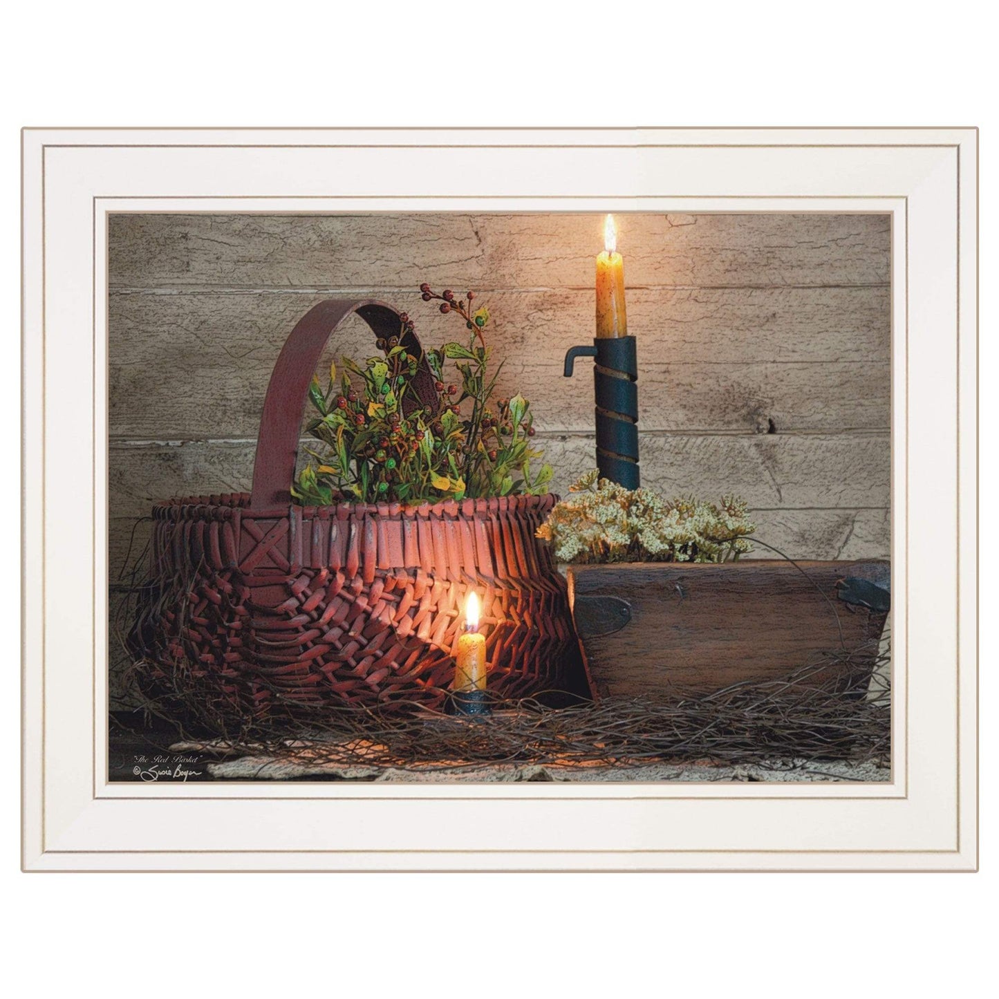 The Red Basket 1 White Framed Print Wall Art - Homeroots - Flyclothing LLC